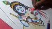 How to Draw Lord Krishna with Cow Color Drawing