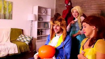 Frozen Elsa FOOT MONSTER ATTACK! w/ Spiderman Joker Maleficent Anna Spidergirl! Superhero