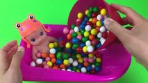 Baby Doll Bubble Gum Bathtime Compliation With Gum ball Bath Playing   Surprise Toys Video