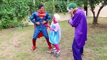 Frozen Elsa vs Joker vs Spiderman Loses His Body! w/ Pink Spidergirl Baby Sick! Fun Superheroes