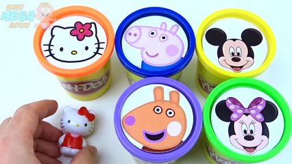 Tải video: Сups Stacking Toys Play Doh Clay Mickey Mouse Peppa Pig Hello Kitty Learn Colors for Children