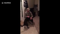 US Air Force airman greeted by dog after six months away