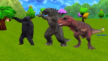 Godzilla Cartoons Dinosaurs And King Kong Singing If You Are Happy And You Know It Nursery