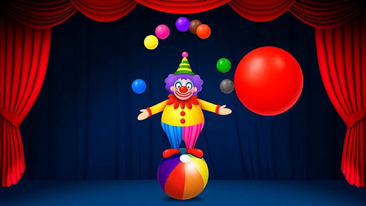 Learn Colors with Colorful funny Clown Juggling Balls - Colours for Children