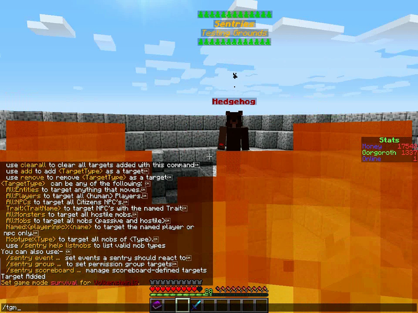 Sentries y axis testing for ranged weapons