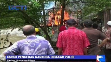 Gubuk Pengedar Narkoba Dibakar Polisi