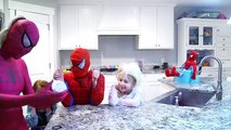 Frozen Elsa & Spider-man Eat Giant Marshmallow Prank vs Joker Deadpool Spidey Funny Superh