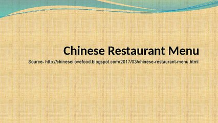 Chinese Restaurant Menus