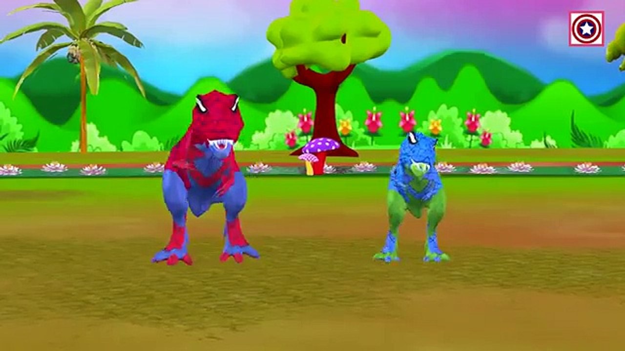 Spiderman Hulk Captain America Ironman 3d colors Finger Family Song - Dinosaur Finger Fami