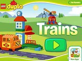 Lego el tren y el ferrocarril. LEGO DUPLO. Lego Duplo train. De dibujos animados sobre un tren