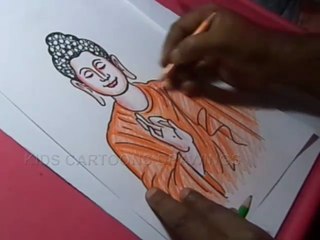 How to Draw Lord buddha Color Drawing step by step