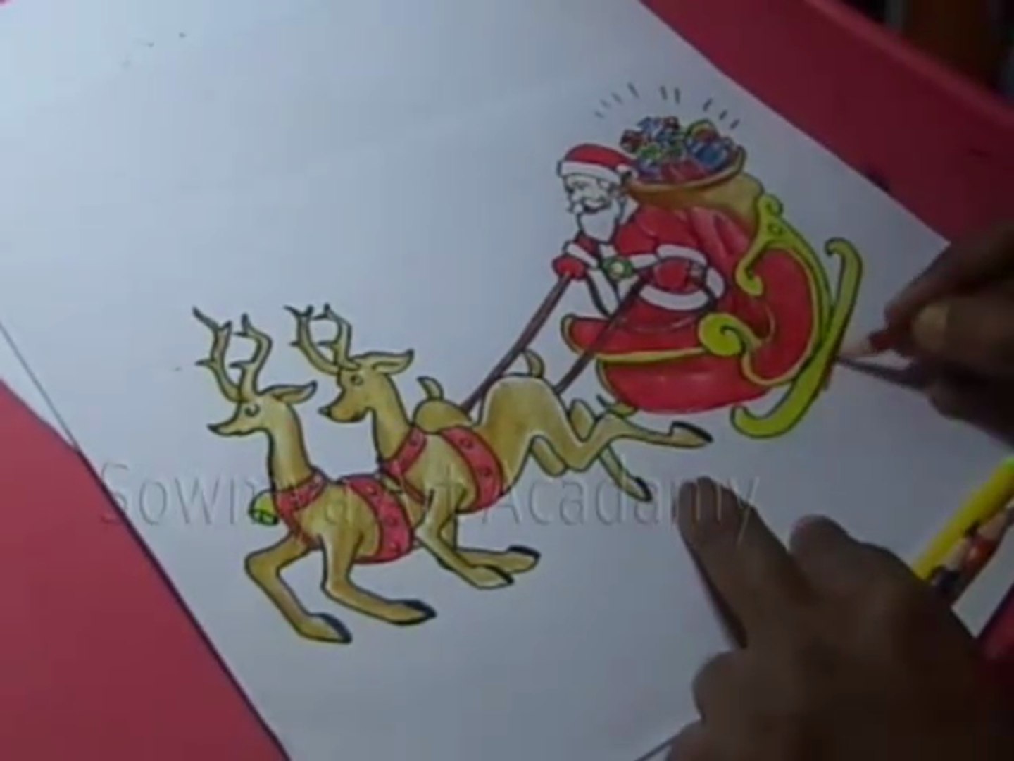 How to Draw Christmas Deer Santa Claus Color Drawing for kids ...