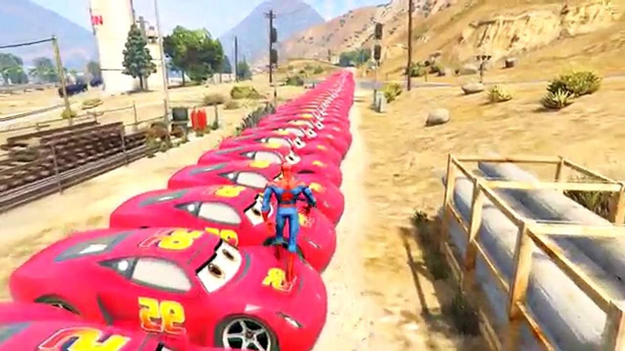 Lightning McQueen and Friends In Trouble, Train rams Cars, Spiderman Cartoon, Nursery Rhym
