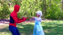 Frozen Elsa vs Vampire w/ Spiderman, Ariel the little mermaid, snow white, catwoman, joker