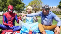 Jack Frost Vampire vs Frozen Elsa vs Spiderman w/ Pink Elsa Powers Fun Superheroes in Real