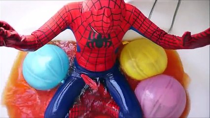 Mega Wet Balloons Spider-man Collection - Learn Colours Balloon Finger Nursery Compilation