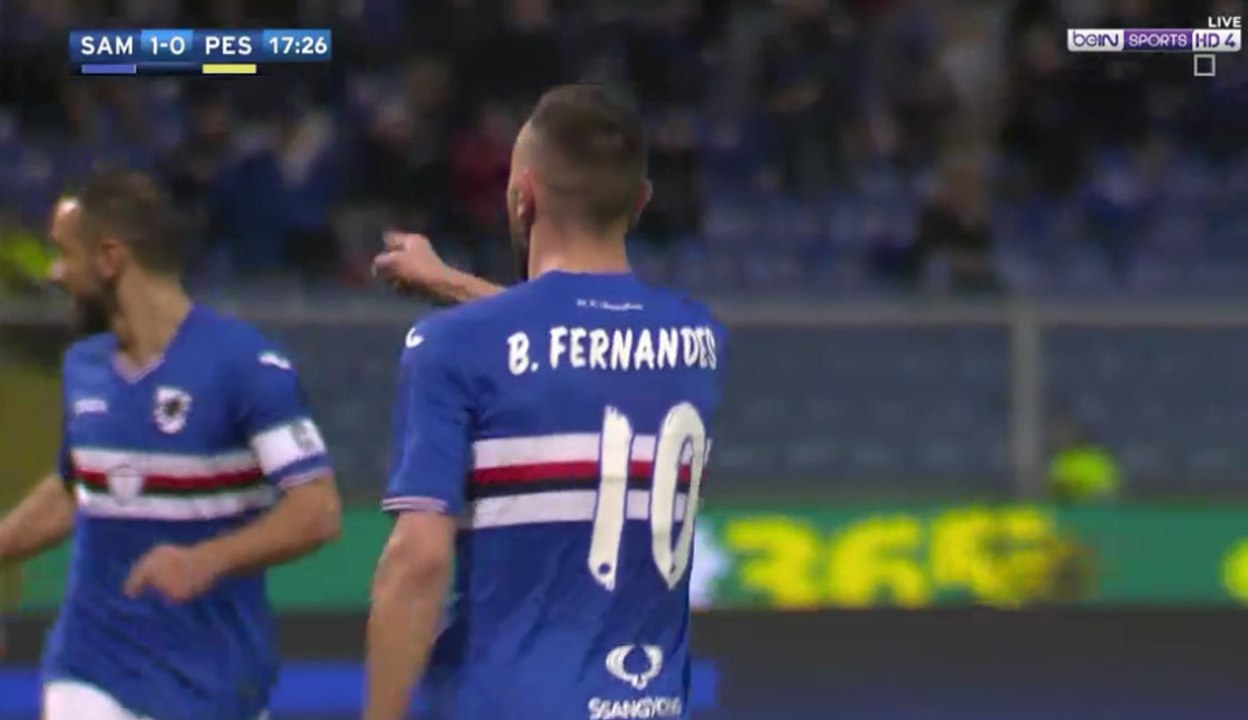 Bruno Fernandes Amazing Goal - Sampdoria 1-0 Pescara Calcio - (04/03/2017) / SERIE A