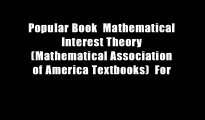 Popular Book  Mathematical Interest Theory (Mathematical Association of America Textbooks)  For