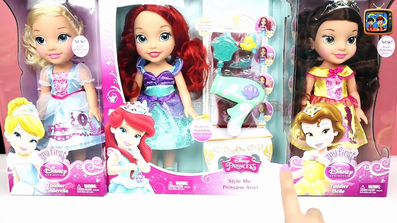 Disney Princess Babies Dolls! Baby Ariel, Cinderella and Belle! TOYS FOR BABY AND TODDLERS