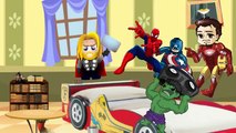 Five Superheroes Jumping on the Bed | 5 Little Monkeys Song with Pixar The Incredibles & A