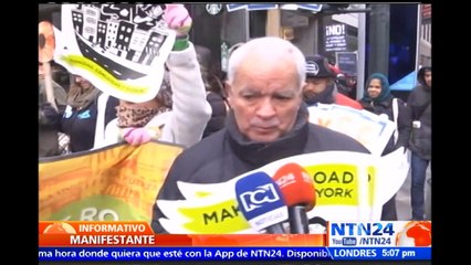 Protestas en Nueva York contra el presidente Donald Trump por construcción del oleoducto Dakota Access