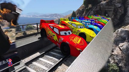 Lightning McQueen in Danger - Train Trouble Spiderman Cartoon for Kids with Nursery Rhymes