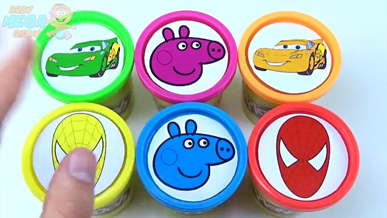 Play-Doh Cups Lightning McQueen Learn Colors Spiderman Cars Mack Disney Pixar Nursery Rhym