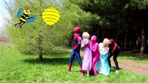 Frozen Elsa vs Maleficent! w/ Spiderman & Pink Spidergirl, Joker, Catwoman & Candy Gum :)