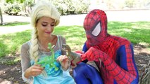 Frozen Elsa MONSTER TRUCKS HIT SPIDERMAN! w/ Police Hulk Joker Superman Kids Toys KISS Cha