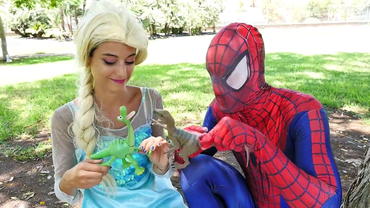Frozen Elsa MONSTER TRUCKS HIT SPIDERMAN! w/ Police Hulk Joker Superman Kids Toys KISS Cha