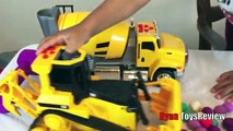 Long kids video with construction toy trucks mighty machines playdoh CAT trucks for kids &