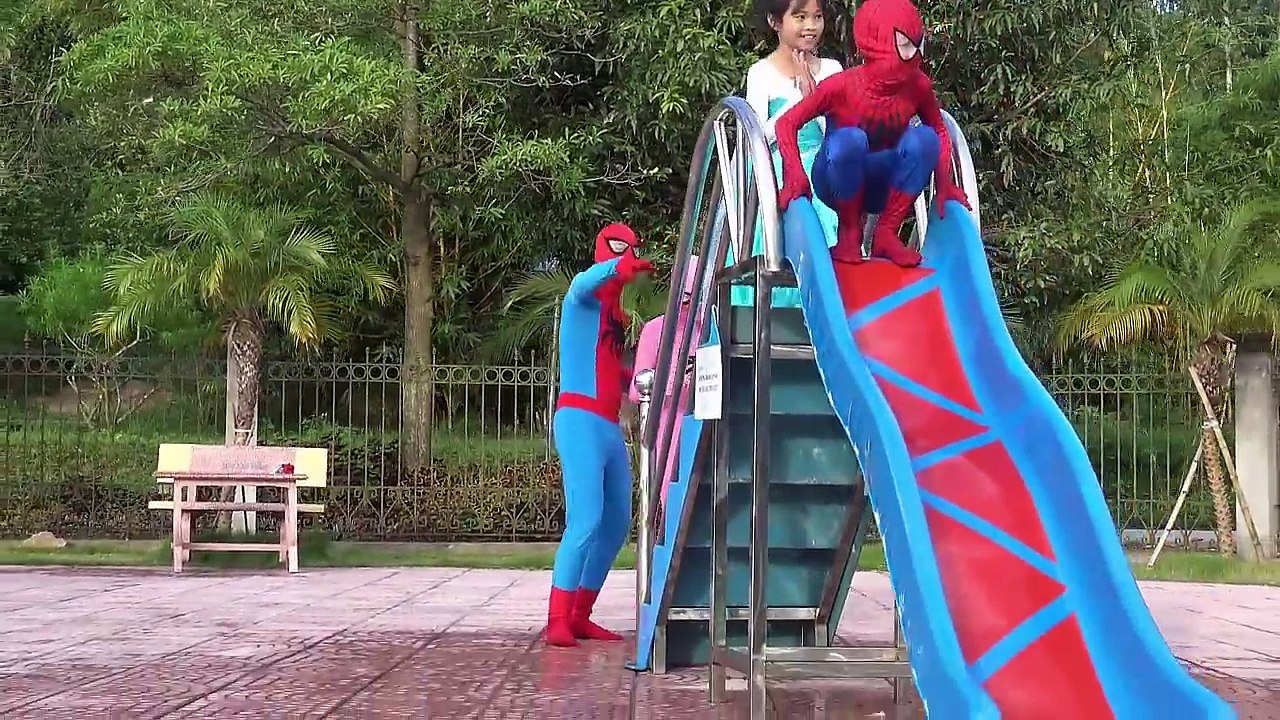 BURIED ALIVE Spiderman vs Frozen Elsa Baby Pink Spidergirl Joker Family Fun Superhero movi