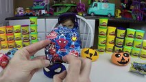 HALLOWEEN PLAYDOH SURPRISE EGGS PUMPKIN FACES Surprises Spider-Man Batman SpongeBob Disney