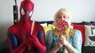 Spiderman, Frozen Elsa vs Joker! Gummy Joker Tongues! Superhero Fun in Real Life :)