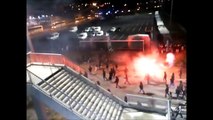 Saint Etienne - Lyon Magic Fans try to attack Lyon fans but riot police opposed them