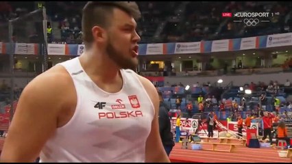 Konrad Bukowiecki 21.97 WL Men's Shot Put European Indoor Athletics Championship