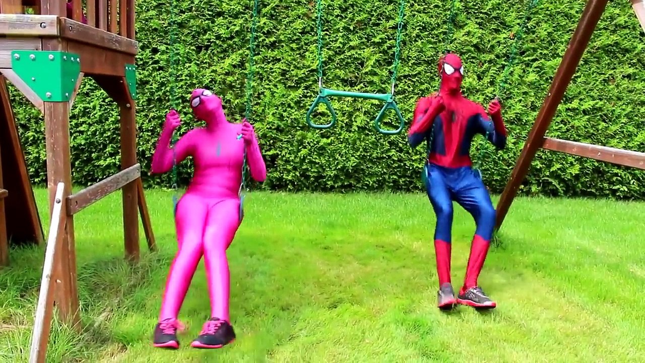 Frozen Elsa’s POOL SURPRISE! w/ Spiderman Maleficent Pink Spidergirl Joker! Funny Superhero Video