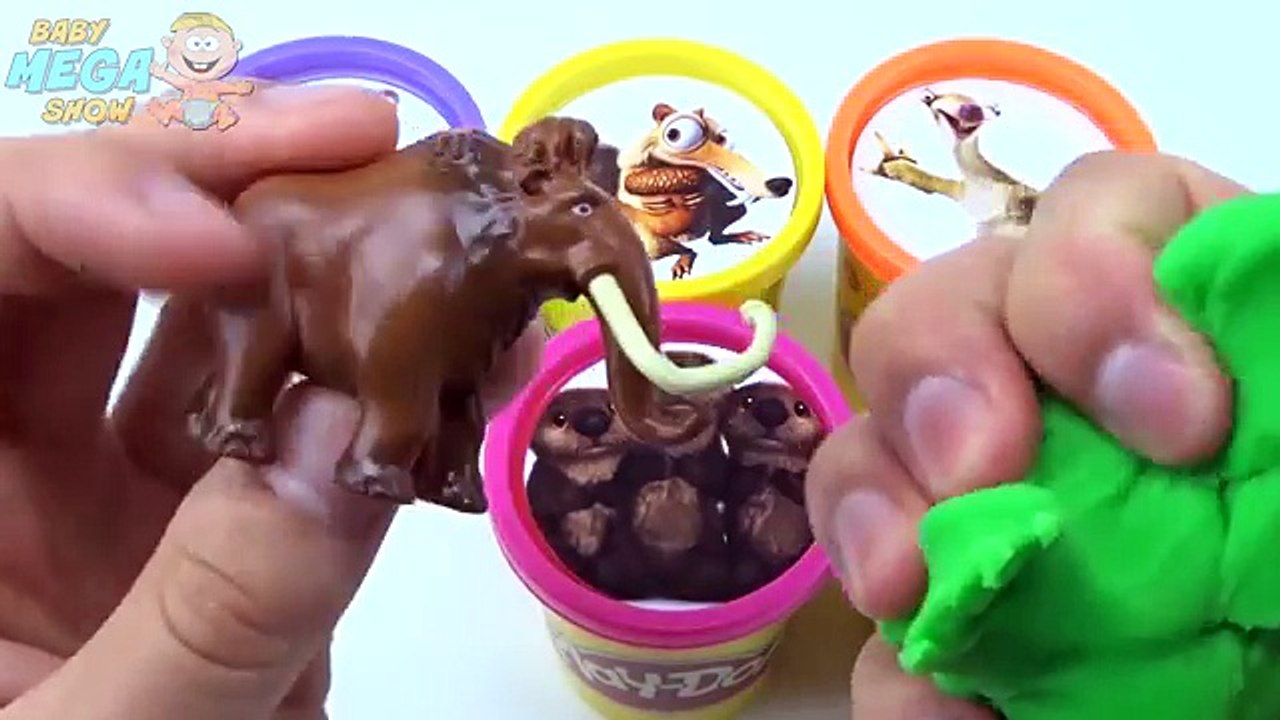 Cups Stacking Surprise Toys Play Doh Clay Ice Age Rainbow Learn Colors for Children