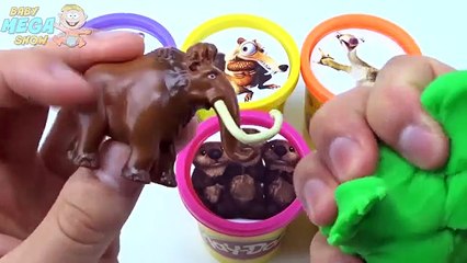 Cups Stacking Surprise Toys Play Doh Clay Ice Age Rainbow Learn Colors for Children
