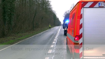 Mettet: impressionnante sortie de route à Oret