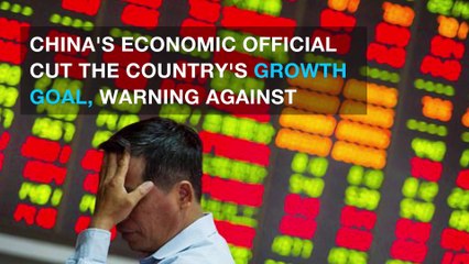 China slashes growth goal, warns against trade control