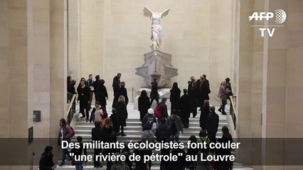 Des militants font couler une «rivière de pétrole» au Louvre