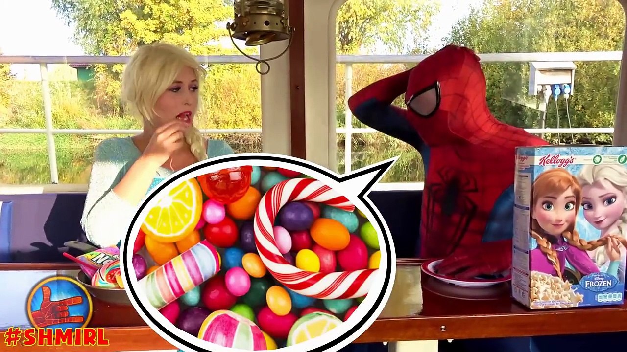 Frozen Elsa FLIP THE BOTTLE vs Spiderman Challenge Princess Funny Amazing Superheroes in R