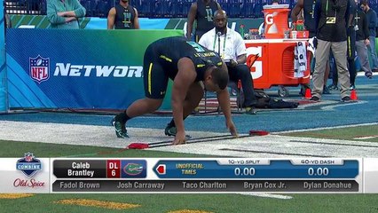 Caleb Brantley runs the 40-yard dash