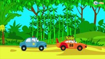 Carros de Carreras es Rojo y El Coche de Policía infantiles - Caricatura de Carritos Para Niños