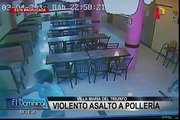 Difunden imágenes del violento asalto a pollería en Villa María del Triunfo
