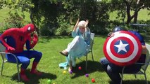 Spiderman Elsa Captain America vs Maleficent Joker Gorilla Ball Fight Superhero Movie In R