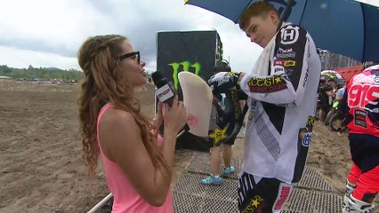 2017 MXGP of Indonesia MX2 Thomas Kjer Olsen passes Samuele Bernardini