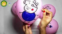 Peppa Pig Mega Wet Balloons for baby learning (Colors Numbers) Finger Family song for kids
