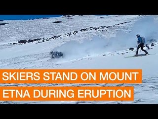Skiers Film Erupting Volcano